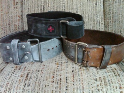 L to R: suede, velcro, and leather belts